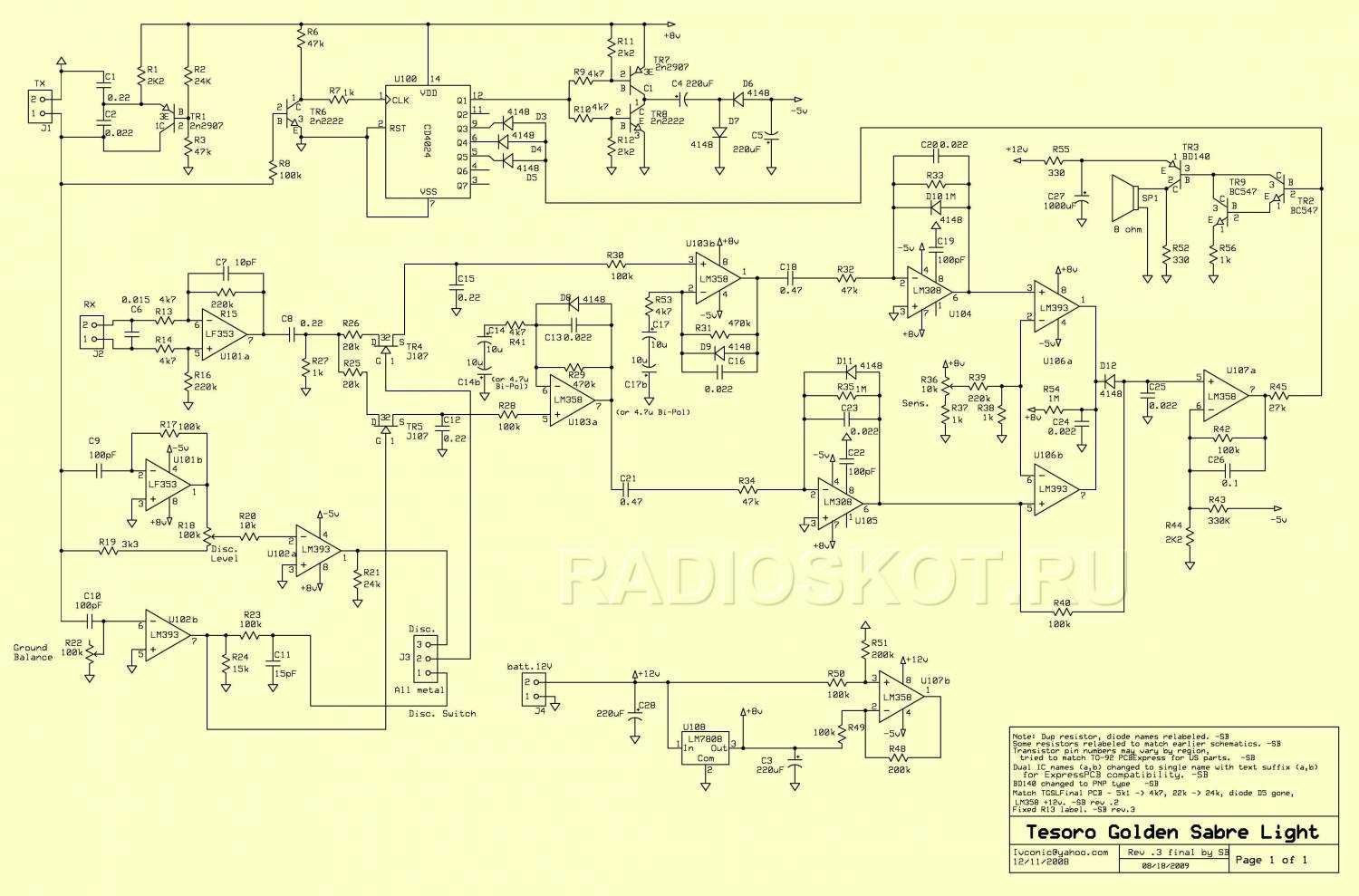 Tesoro Golden Sabre Light, TGSL, плата для сборки