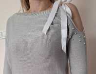 sweter szary/srebrny włoski M 38