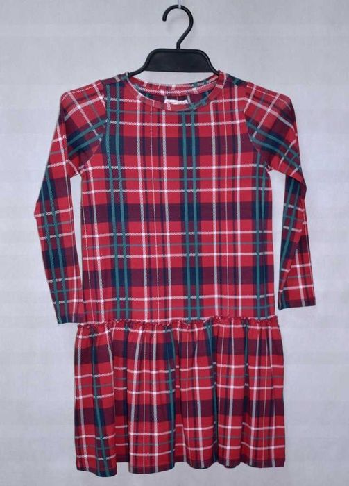Sukienka Czerwona Krata Rozmiar 122/128 cm *Youngstyle*