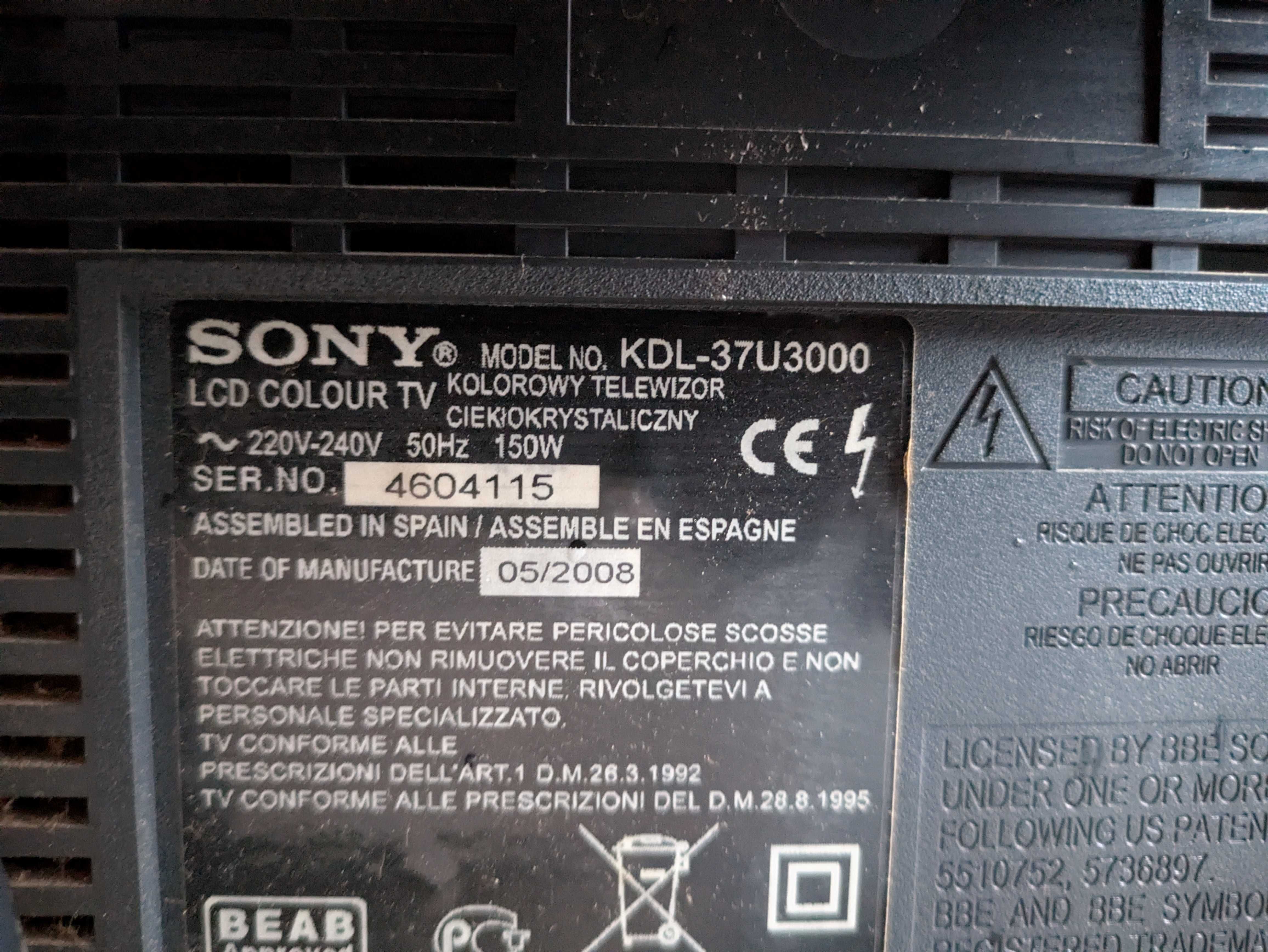 Telewizor Sony KDL-37U3000