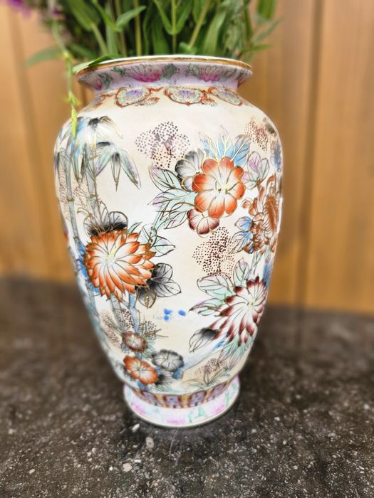 Wazon malowany kwiaty pawie 32 cm #1143 Stylowy Węgrów