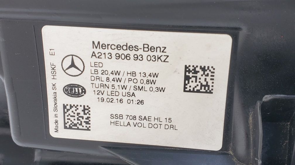 Фара ліва Mercedes E-class. 213 кузов. Usa. 2017-2019 р. Full Led.ориг
