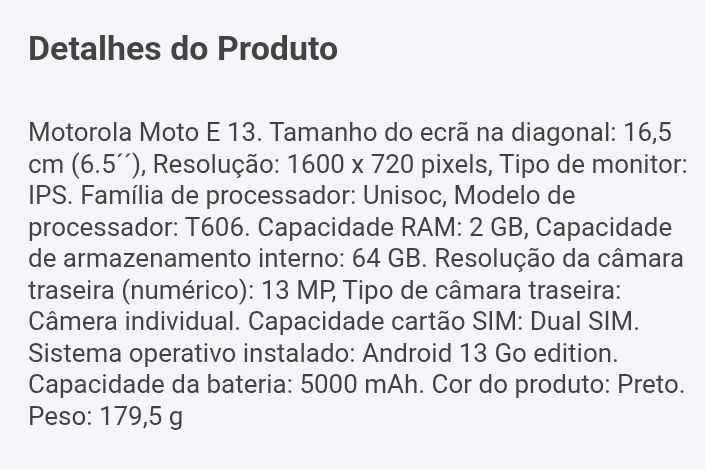 E13 Motorola 64gb oportunidade