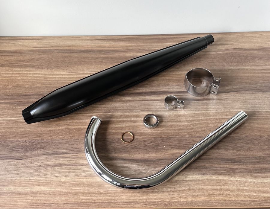 NOWY POLSKI komplet zestaw wydechowy tłumik WSK 125 B1 DWURAMÓWKA