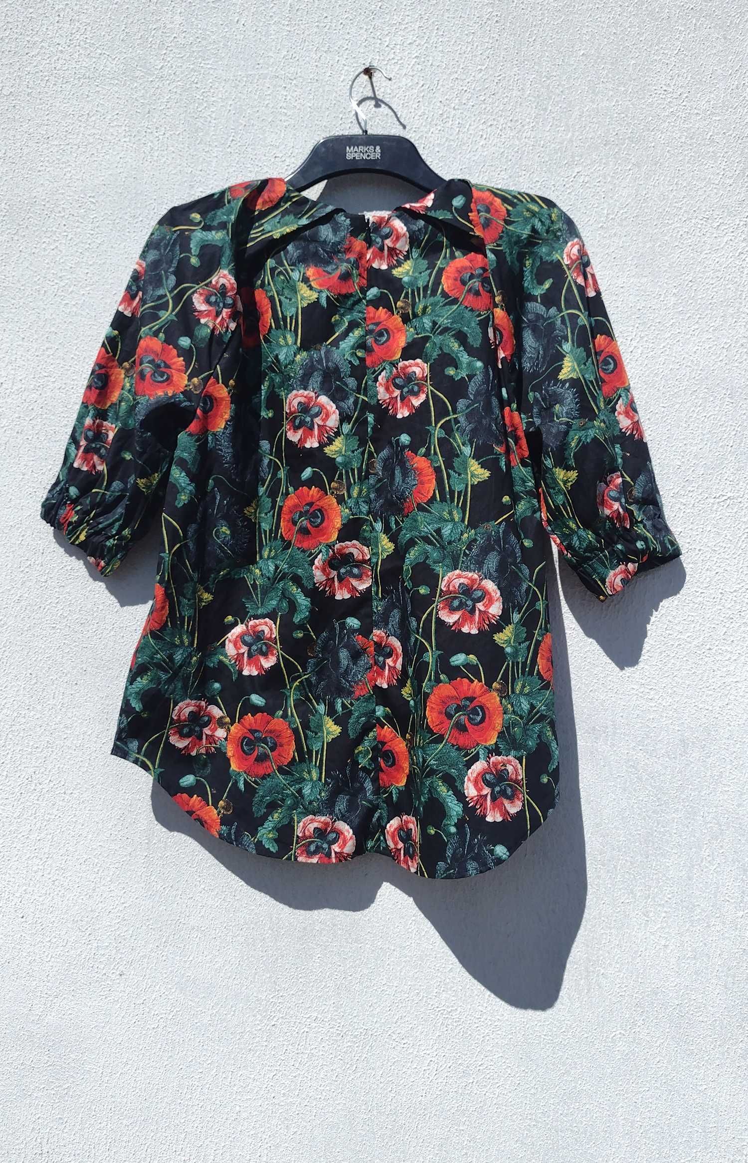 Яркая цветочная блуза коттон H&M L