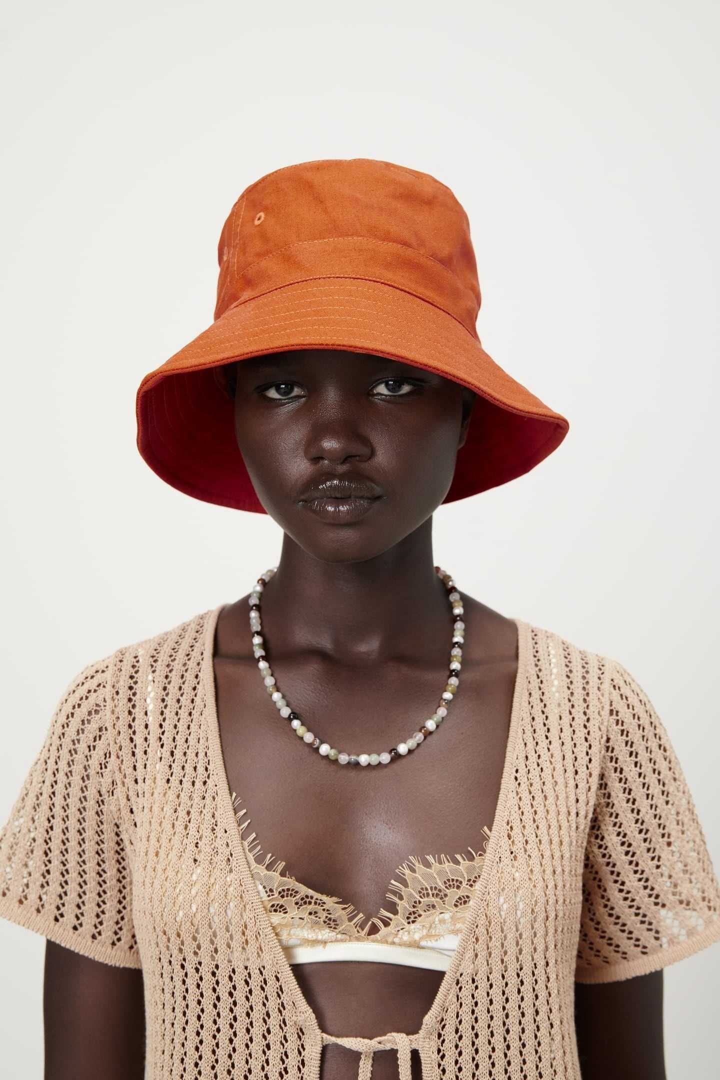 Chapéu bucket laranja S Zara NOVO c/etiqueta