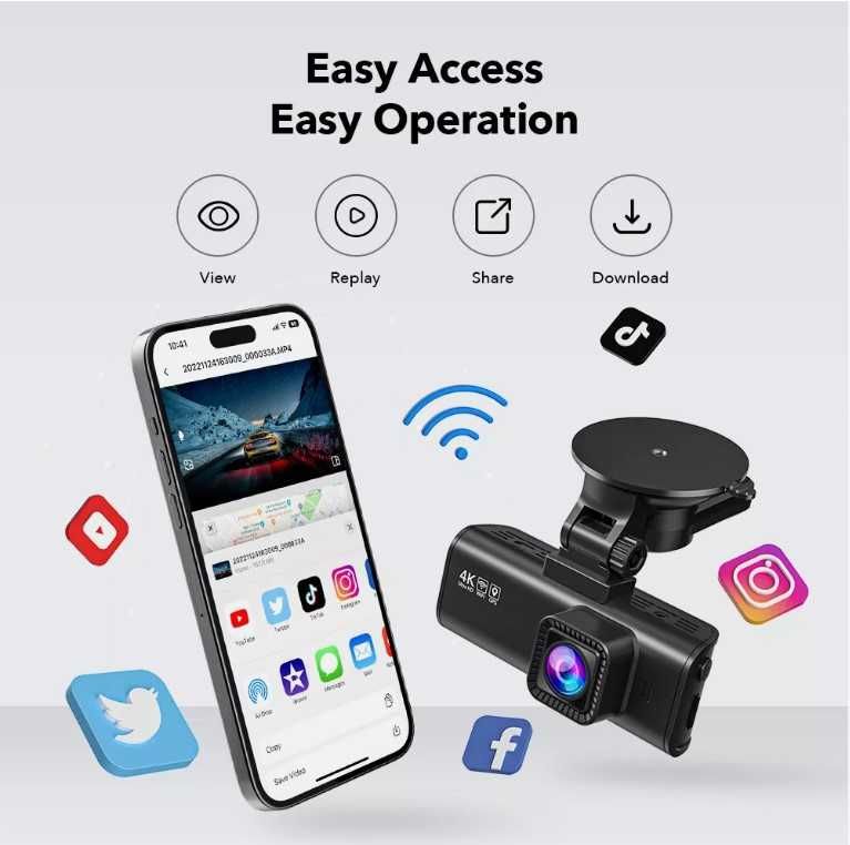 Відеореєстратор GPS 4k REDTIGER F7NP на дві камери 12\24 вольт 32GB SD