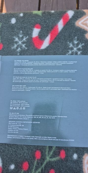 Smukee pościel polarowa zielona wzor święta zima ciepła 220x200