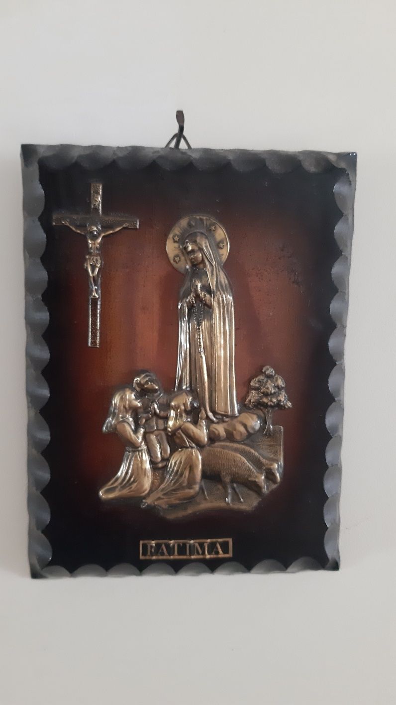 Quadros religiosos madeira vintage N. S. Fátima