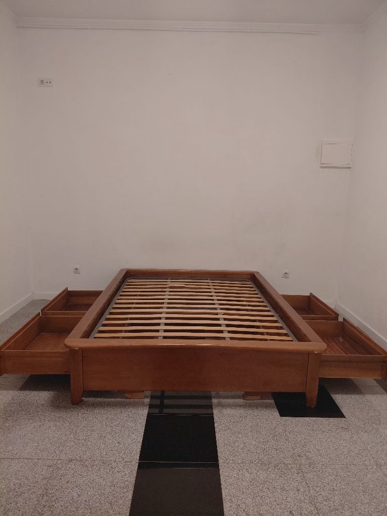 Cama de Madeira Casal Madeira Maciça Pinho Mel