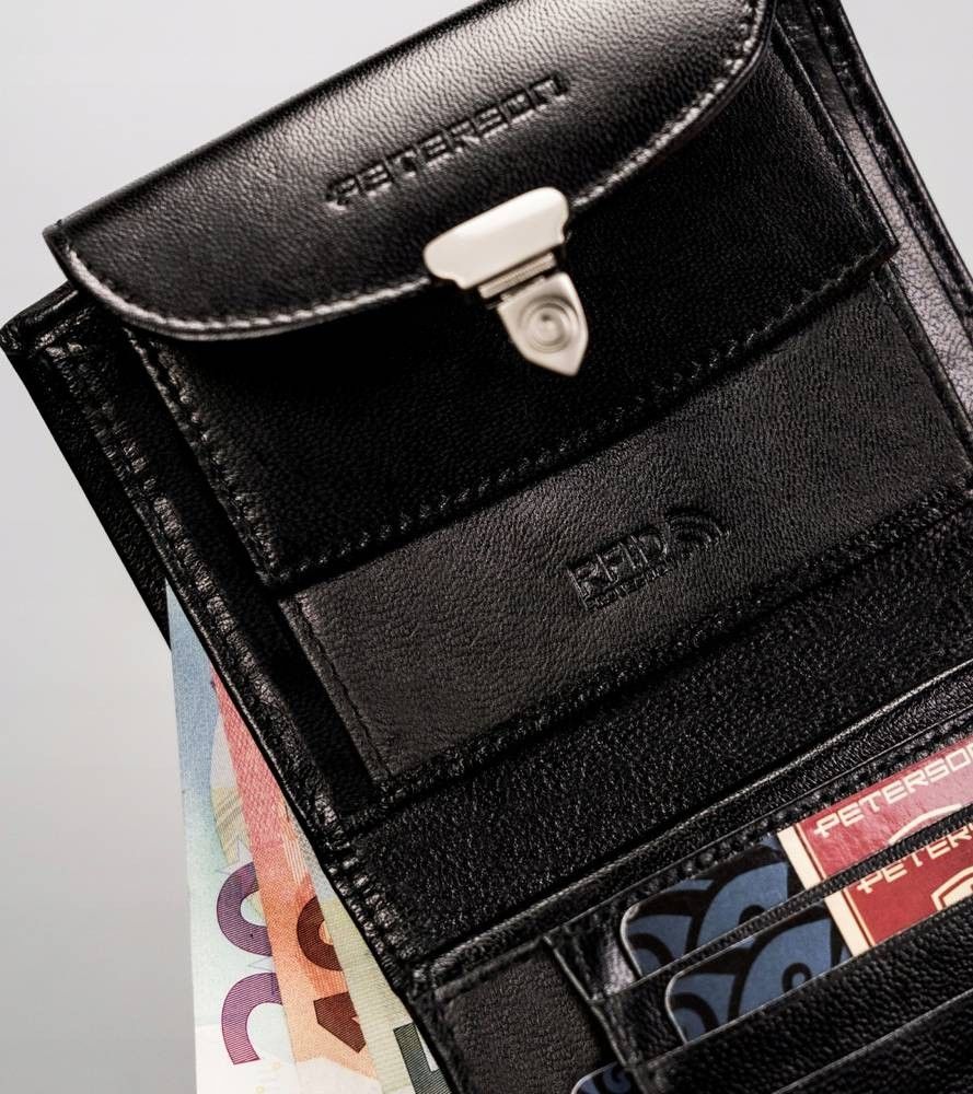 skórzany portfel damski z systemem rfid — peterson