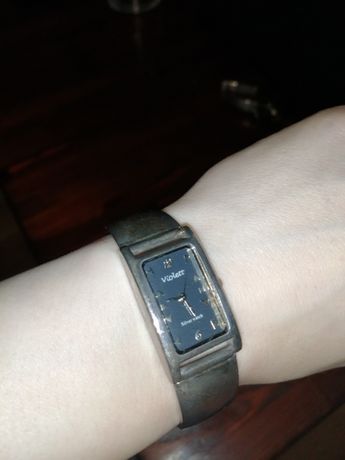 Stary srebrny zegarek z grawerem Silver VIOLETT watch próba srebro