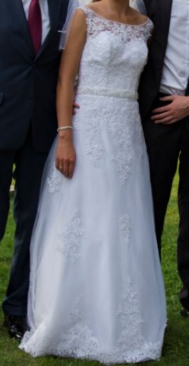 Śliczna biała suknia ślubna Zelda Fasson 36/38 z trenem Śląsk Katowice