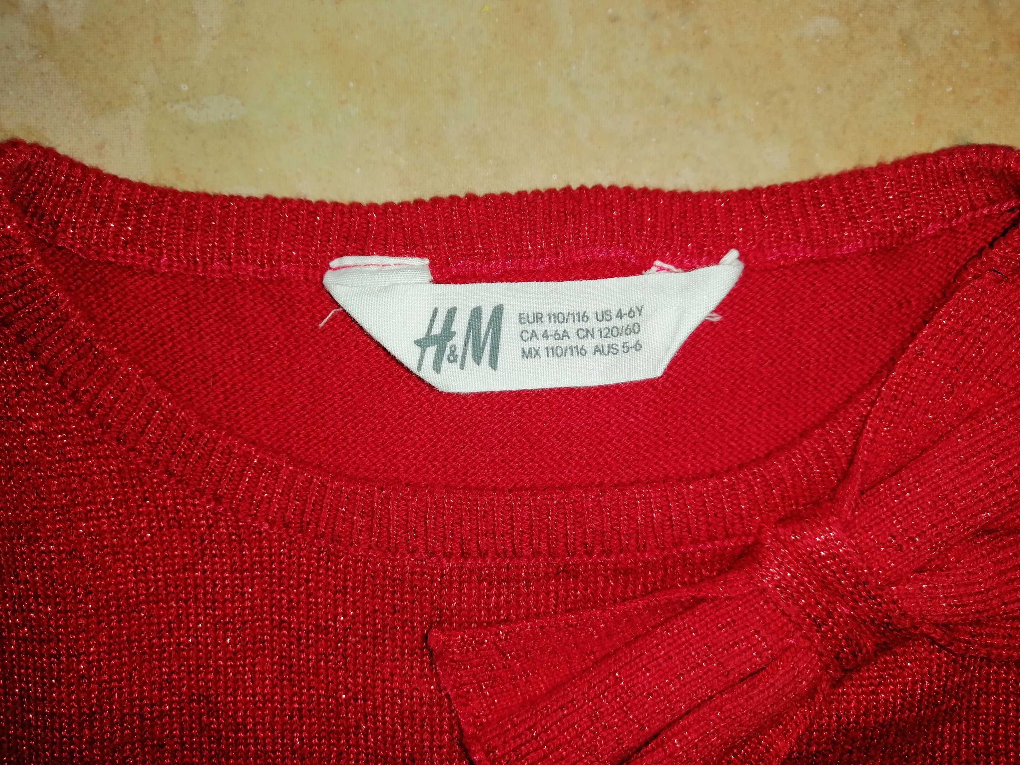 Vestido vermelho brilhante para menina tamanho 5/6 anos marca H&M