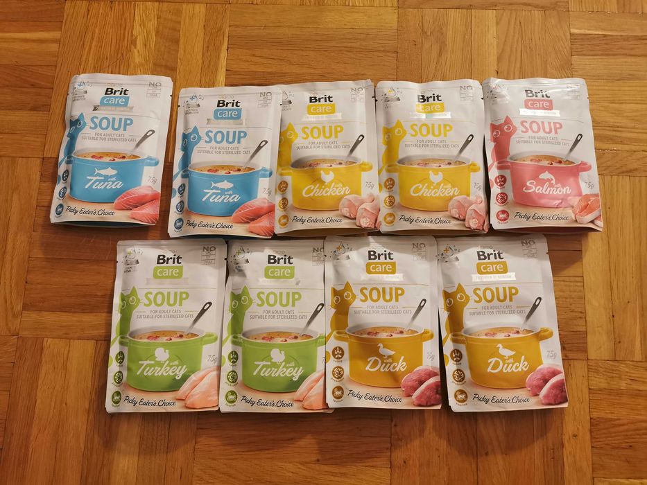 Dla kota 9 sztuk karma mokra zupa Brit