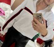 H&M diivided biała bluza paski pasy oversize  r. L