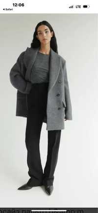 Шерстяное двубортное оверсайз пальто-пиджак H&M premium(новое)