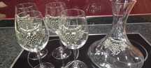 Conjunto de copos e decanter com estanho
