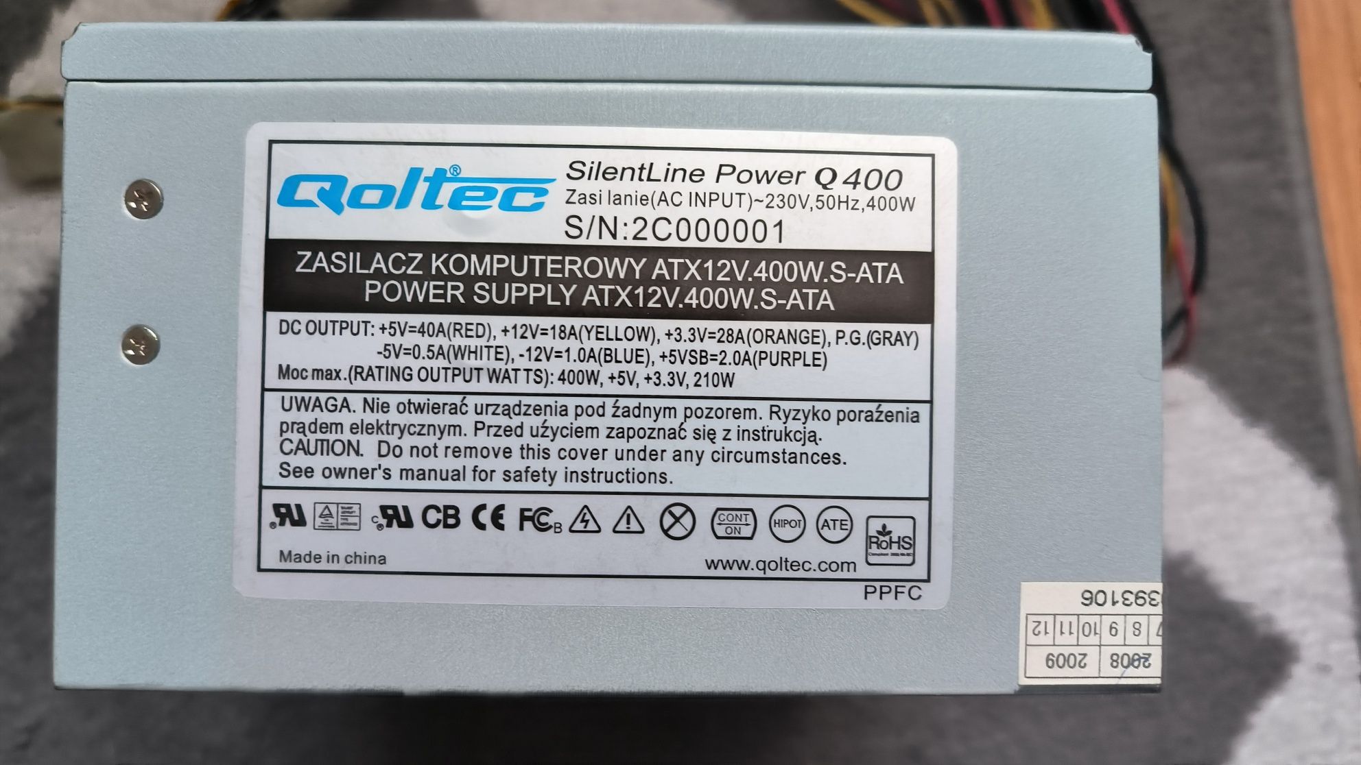 Zasilacz Qoltec SilentLine Power Q400 400W