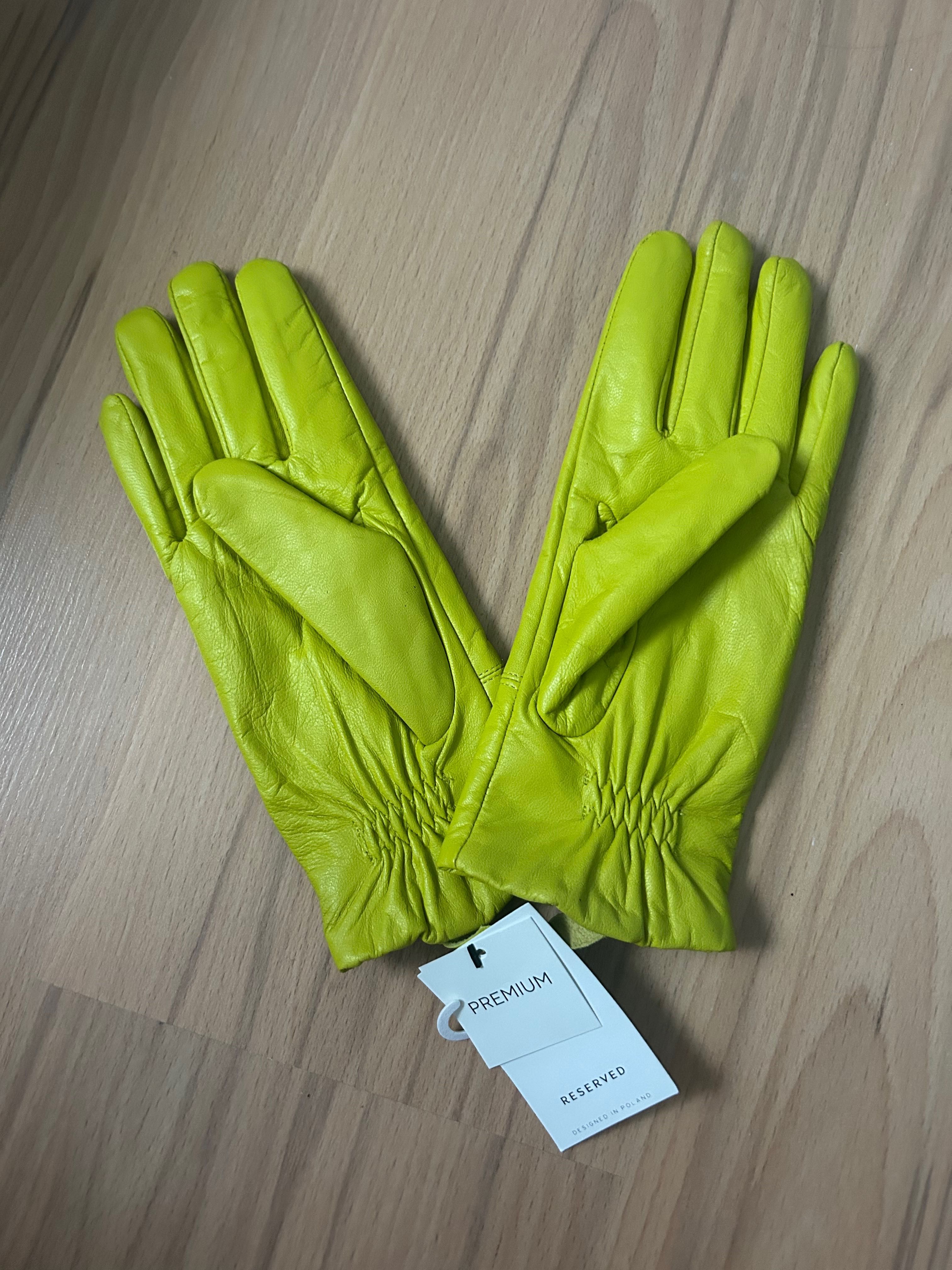 Rękawiczki skórzane zielone
