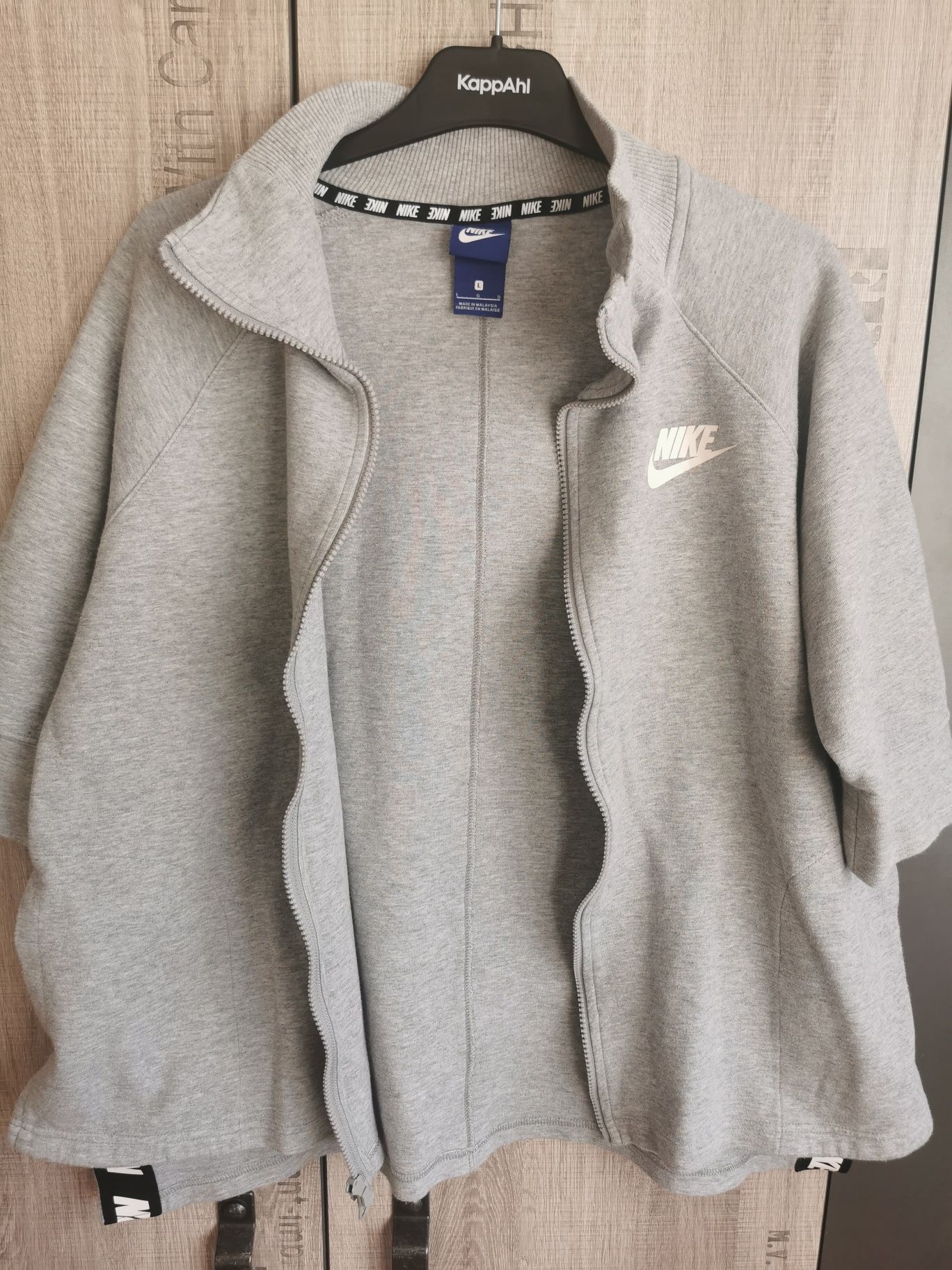 Szara damska rozpinana bluza rękaw 3/4 Nike L