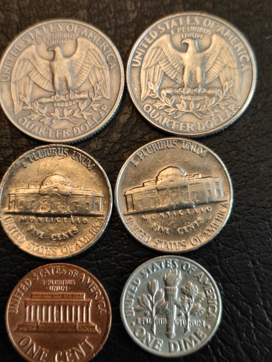 Monety USA ¼ dolara, 1995 r. / 5 centów, 1988 r.