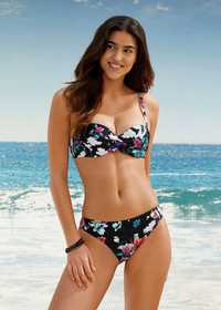 B.P.C bikini czarne w kwiaty na fiszbinach^42(80C)