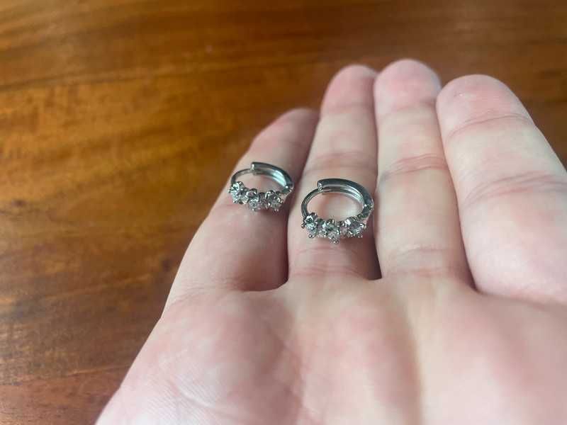 Kolczyki Stylowe Srebro 925 cyrkonia, Świetna Jakość, Nowe