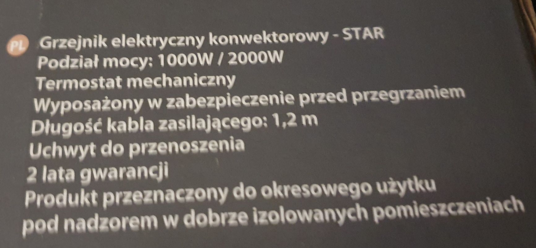 Grzejnik elektryczny konwektorowy - Equation STAR 2000 W (230 V ~ 50 H