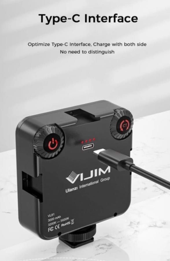 Накамерте світло Ulanzi VIJIM VL81 + акумулятор 3000мА