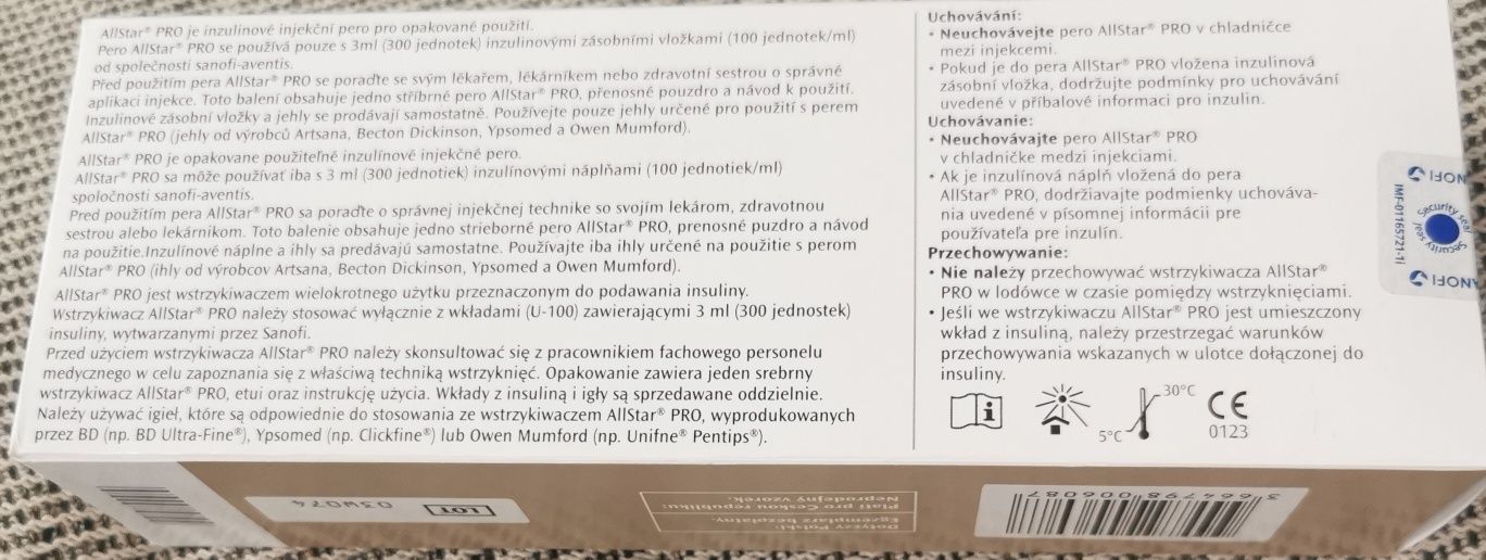 Automatyczny wstrzykiwać do insuliny Sanofi Allstar pro