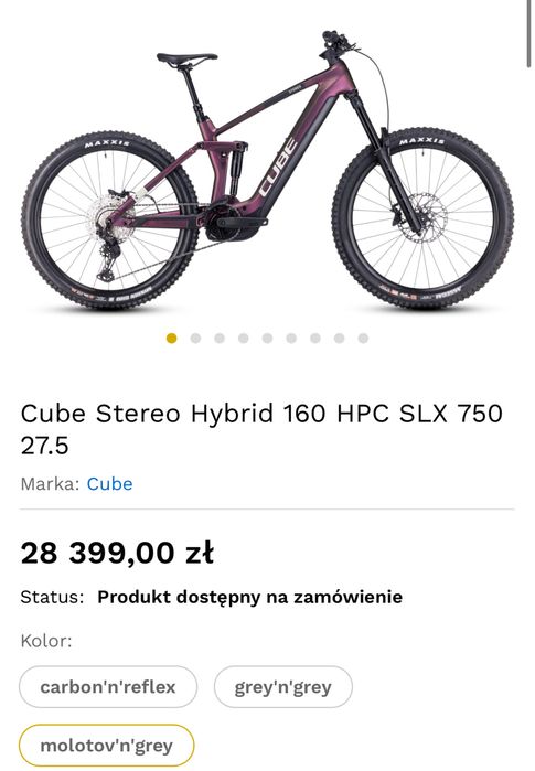 Raty 0%, 12 m-cy gw. CUBE (S) SLX 160 HPC, 750wh, 260km 27,5" (nr.344]