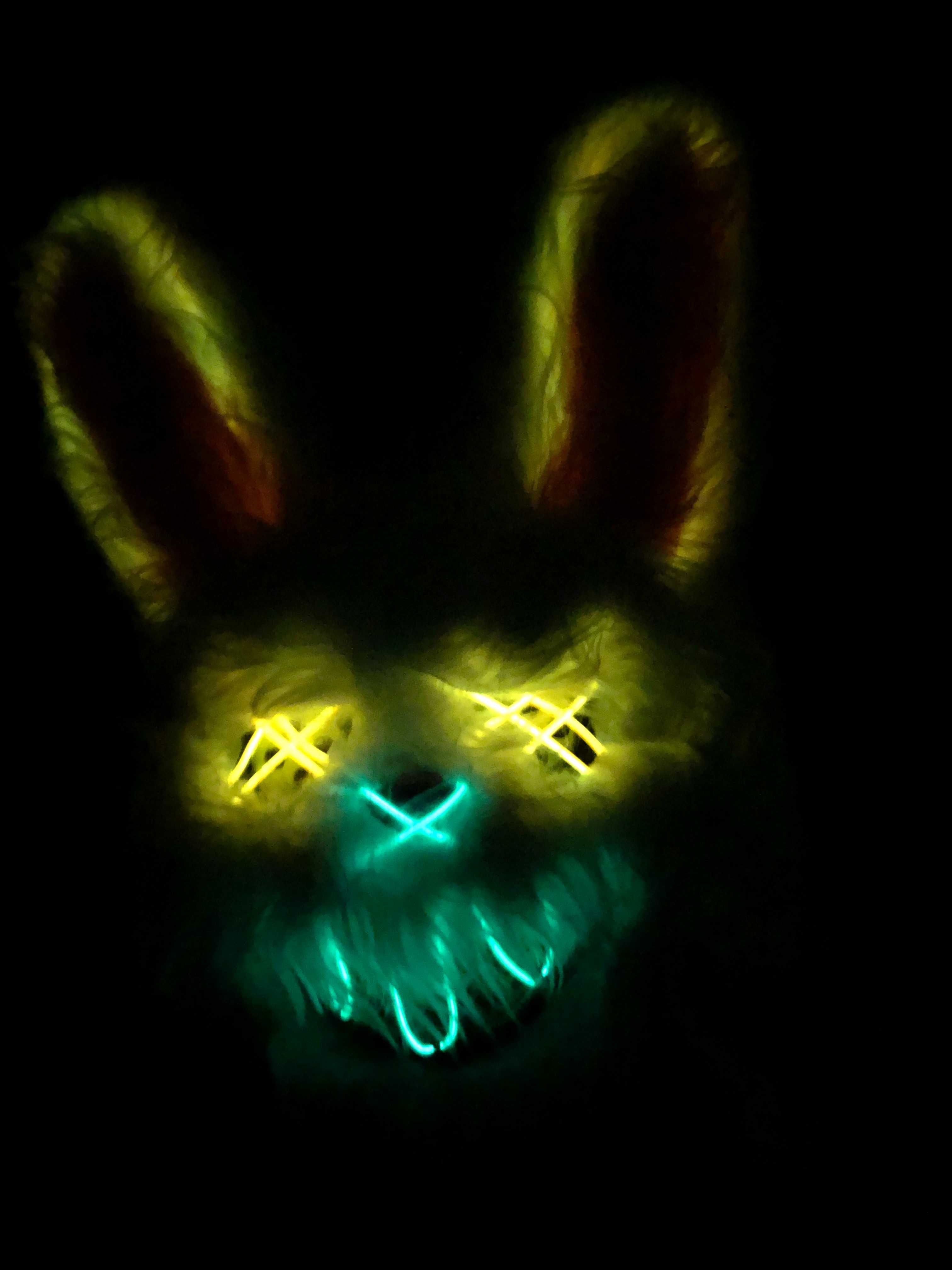 Máscara coelho assustador novo LED