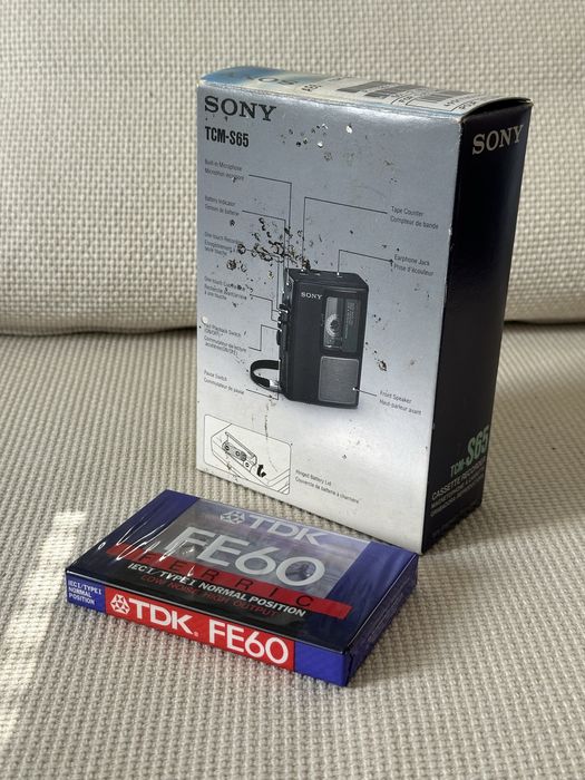 Walkman Dyktafon  SONY TCM-S65 TCM S65. Pudelko instrukcje.