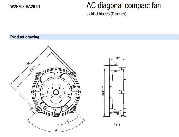 Вентилятор Ebmpapst W2E208-BA20-01 230В 50Гц 67Вт 815м3/год