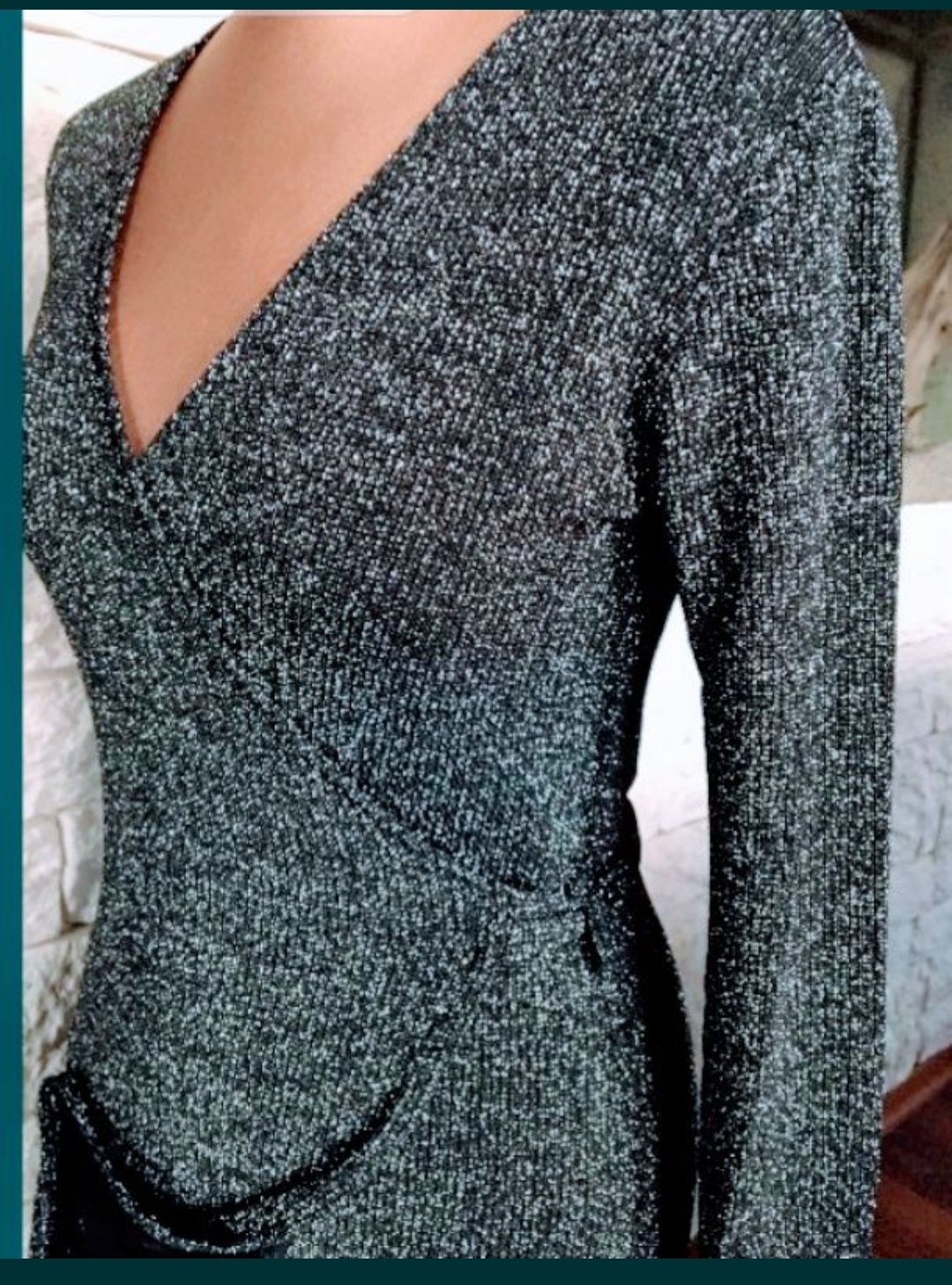 Tunika sukienka suknia wiązana luźna oversize czarna srebrna