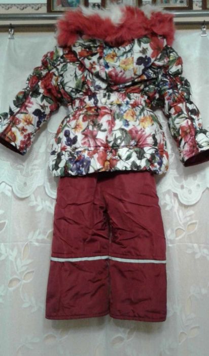 Зимовий комплект костюм куртка на підстьожці і штани-комбінезон зр 86