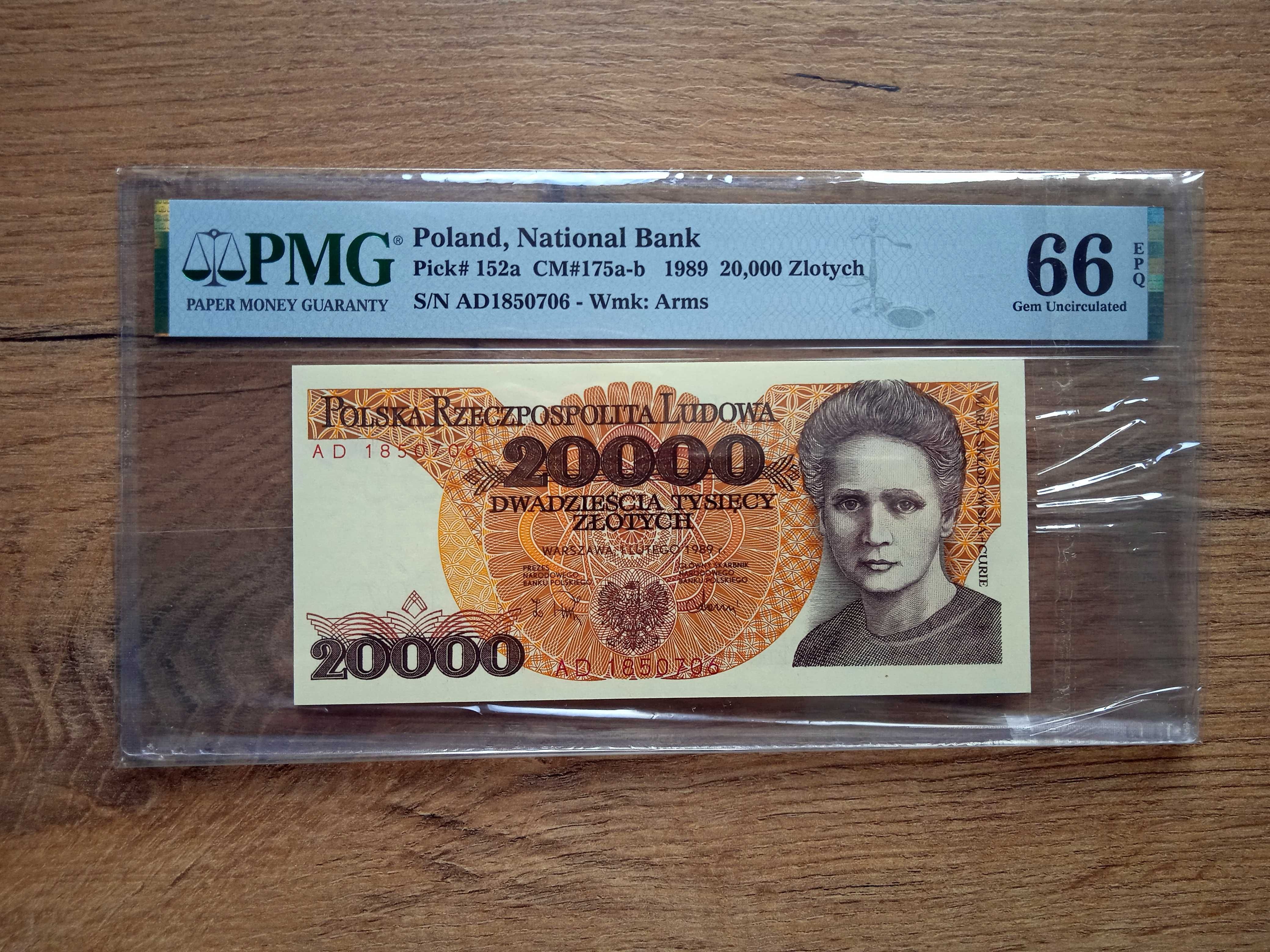 20000 zł 1989 - AD -   UNC PMG  66