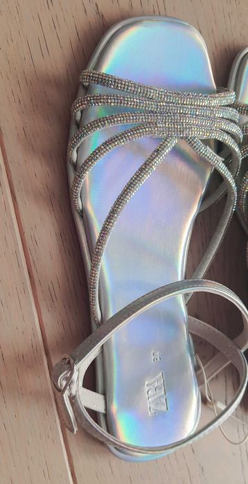 Sandały damskie dla dziewczynki 23,6 cm ZARA 37 z cyrkoniami