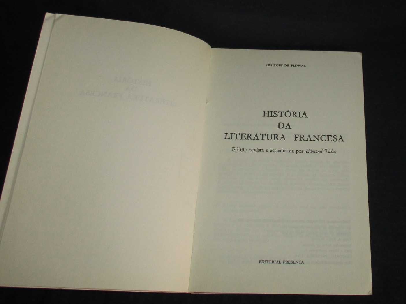 Livro História da Literatura Francesa Georges de Plinval