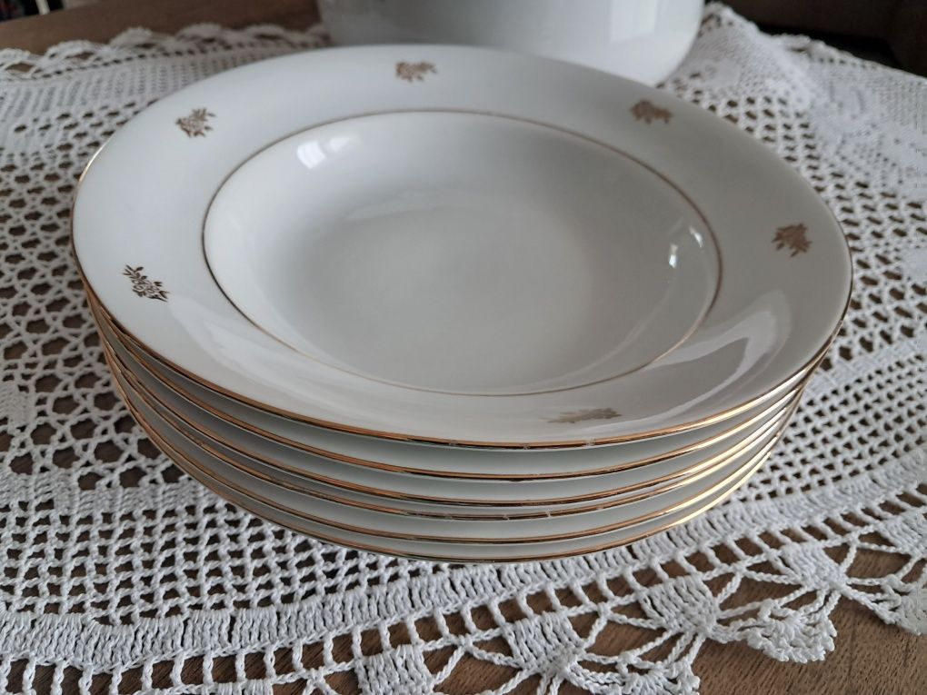 Porcelana Karolina lata 80 - 6 talerzy + waza