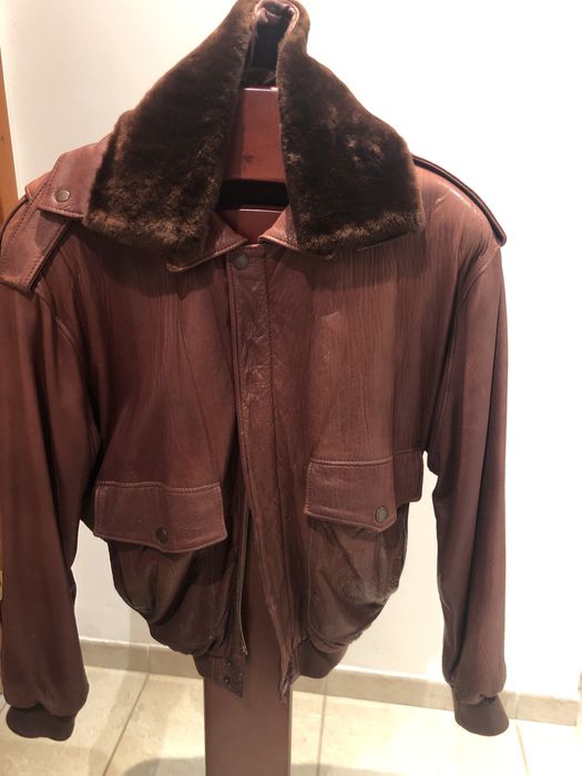 Blusão homen em pele castanho