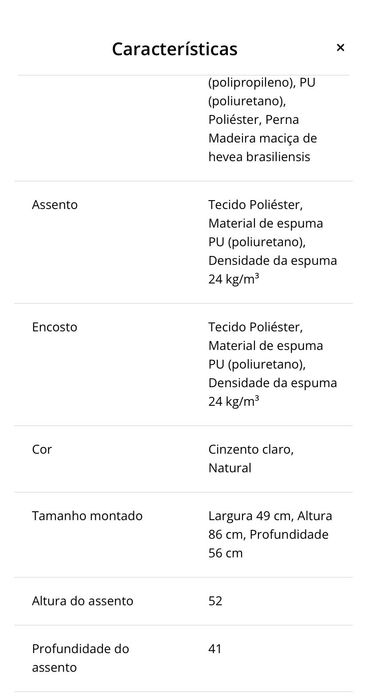 Conjunto de 6 cadeiras