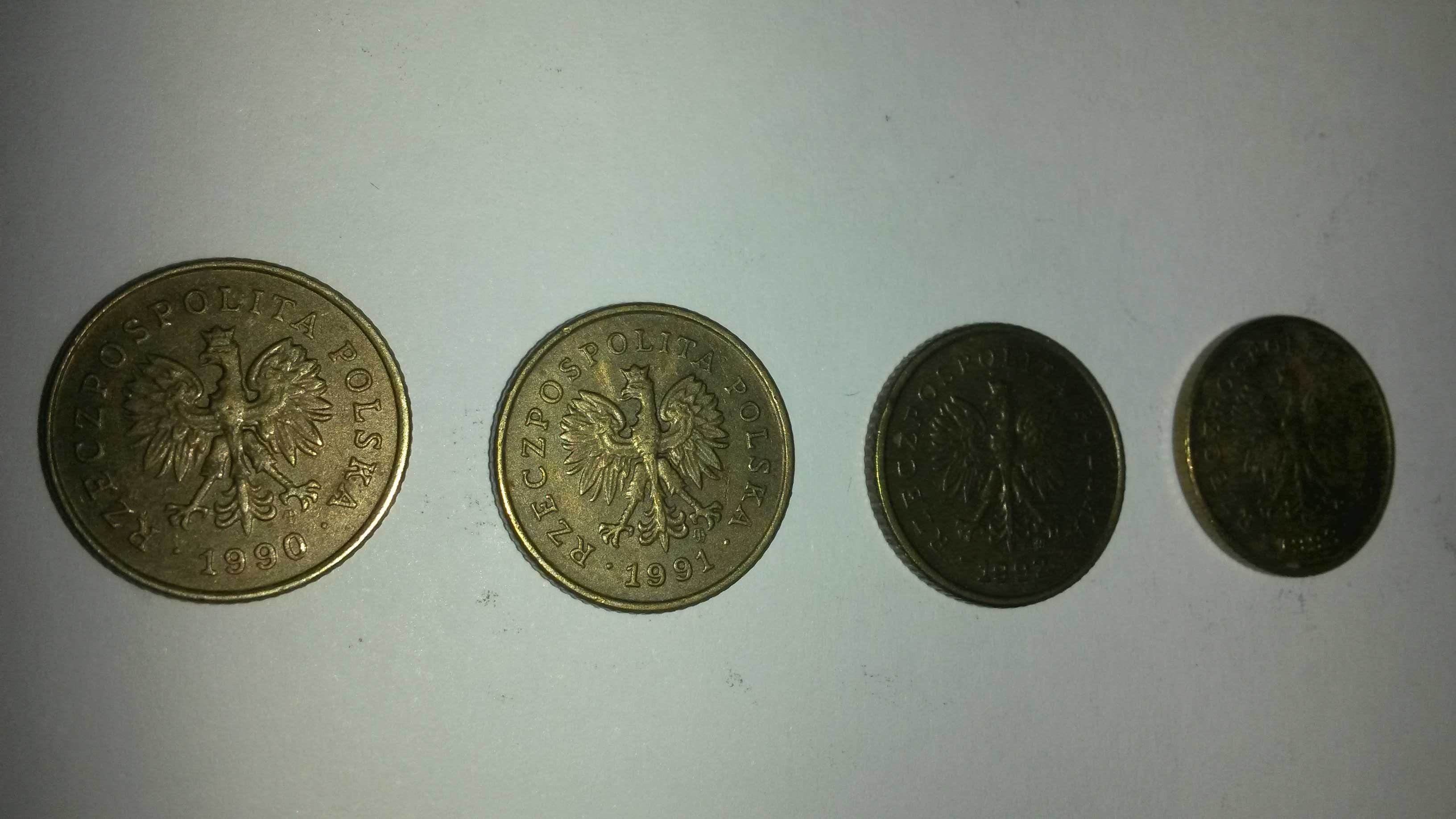 Zestaw monet 1 gr grosz 1990r 1991r 1992r 1993r kolekcja niski nakład