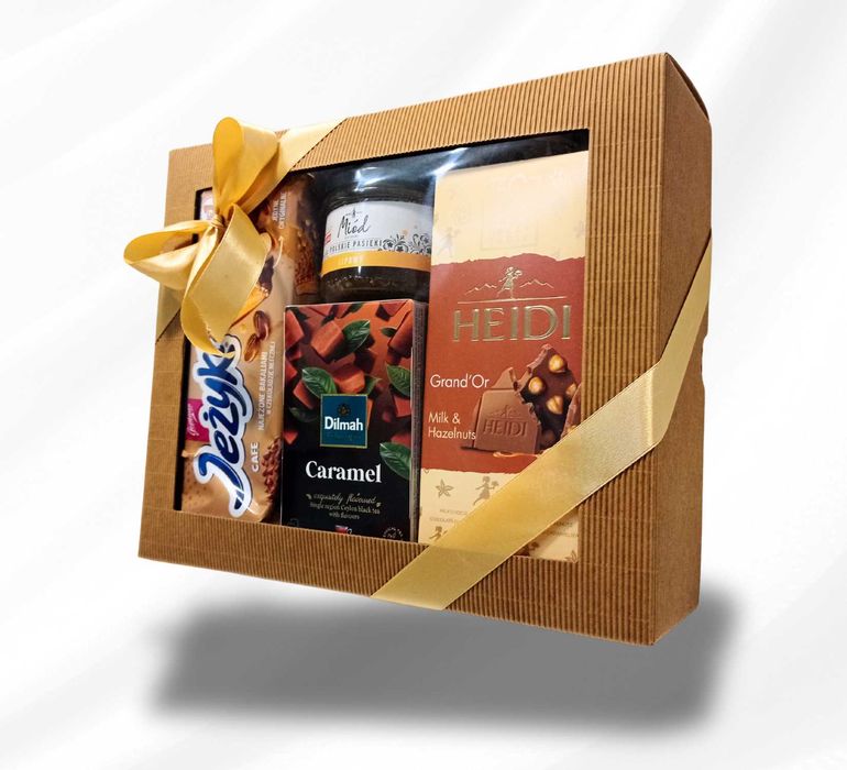 Zestaw prezentowy Jesienny BOX - miód, słodycze, herbata