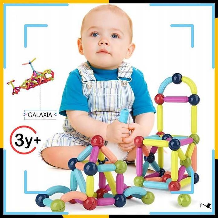 KLOCKI Magnetyczne Duże Konstrukcyjne Dla Dzieci 120 el Magnetic