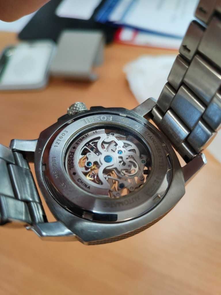 Fossil ME3081 nowoczesny męski zegarek automatyczny półszkielet