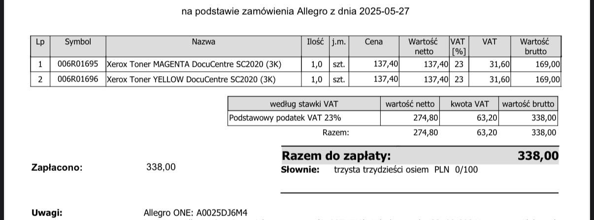 Xerox Toner YELLOW DocuCentre SC2020