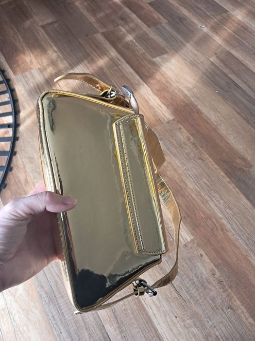 Torebka złota lustrzana mała do ręki kopertówka metaliczną na ramię