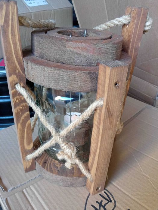 Lampa drewniana handmade duża